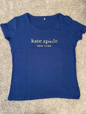 Womens Kate Spade Navy Tee with Gold Logo